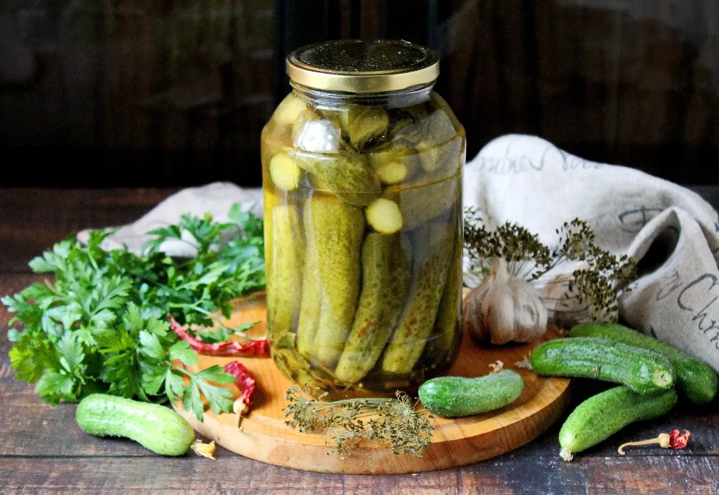 Cucumbers with dry adjika for the winter