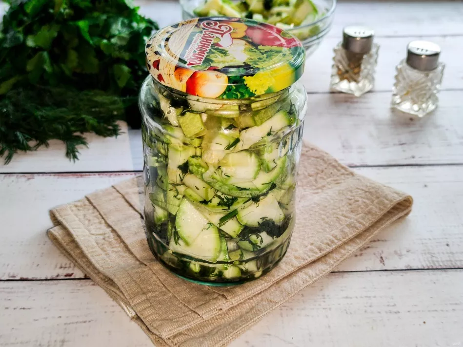 Zucchini in their own juice for the winter