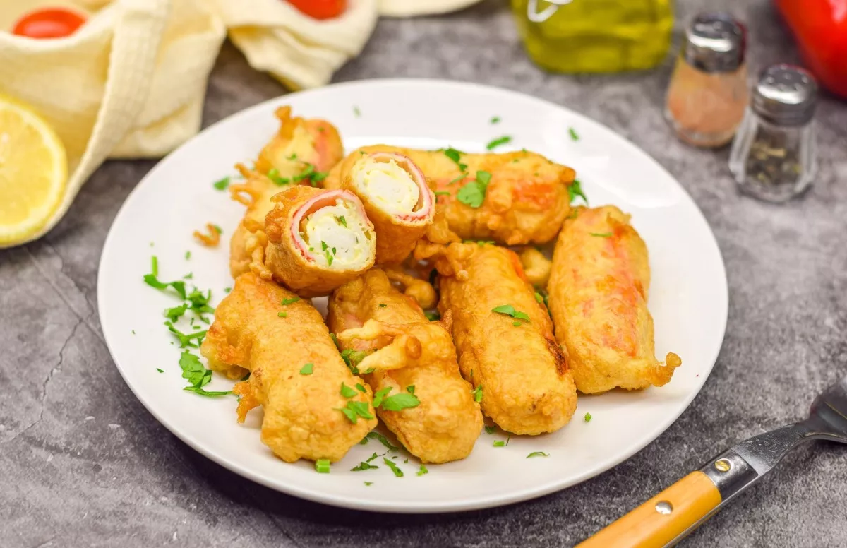 Stuffed crab sticks in batter