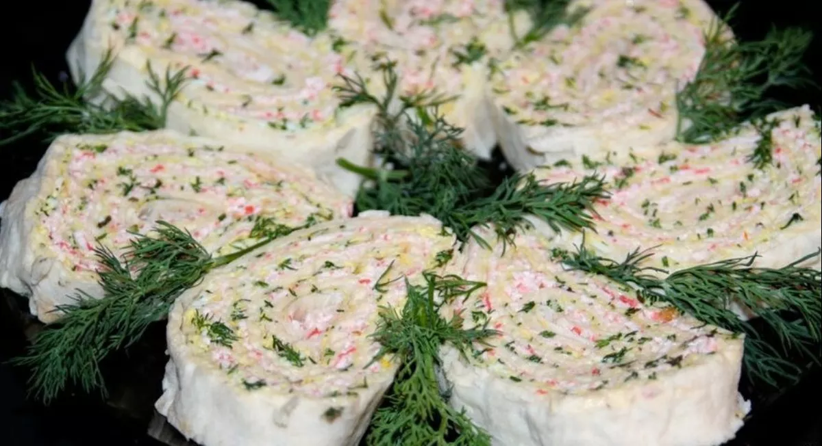 Lavash with crab sticks