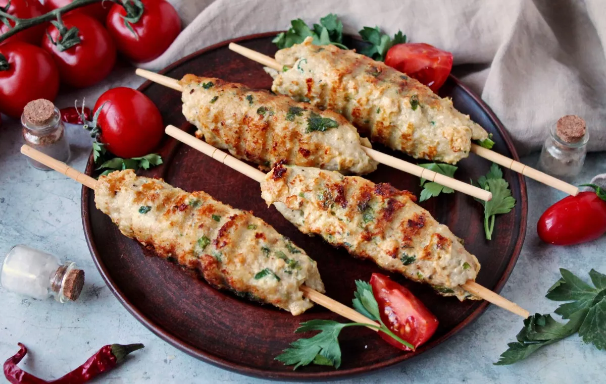 Lula kebab from pike on a grill pan