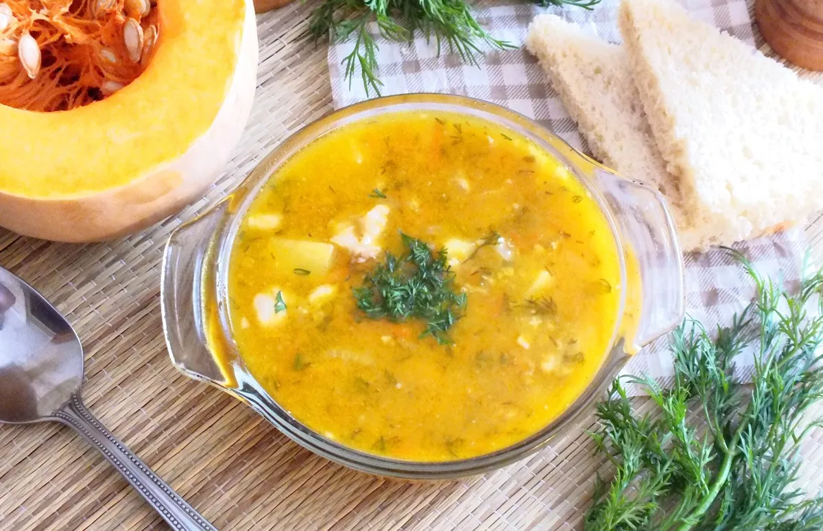 Pumpkin, potato and carrot soup