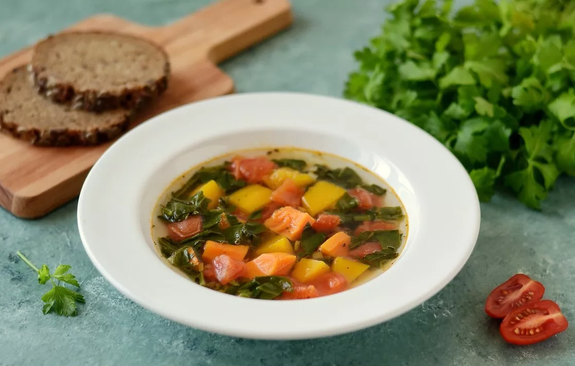 Pumpkin and spinach soup