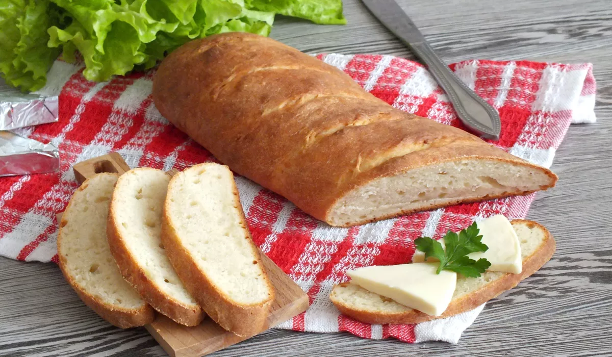 Home-baked baguette without yeast