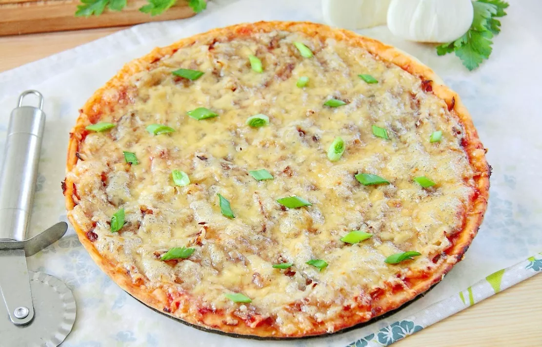 Simple pizza with onions