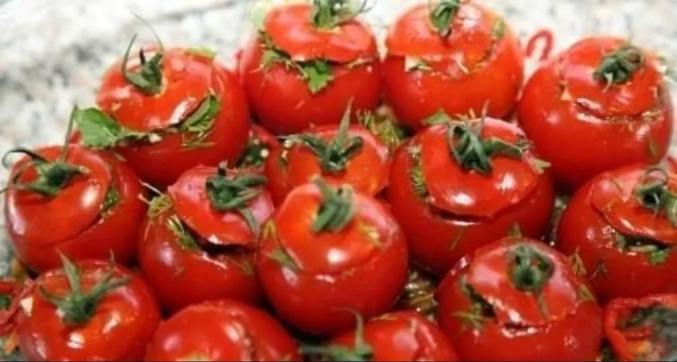 Tomatoes stuffed with herbs and garlic