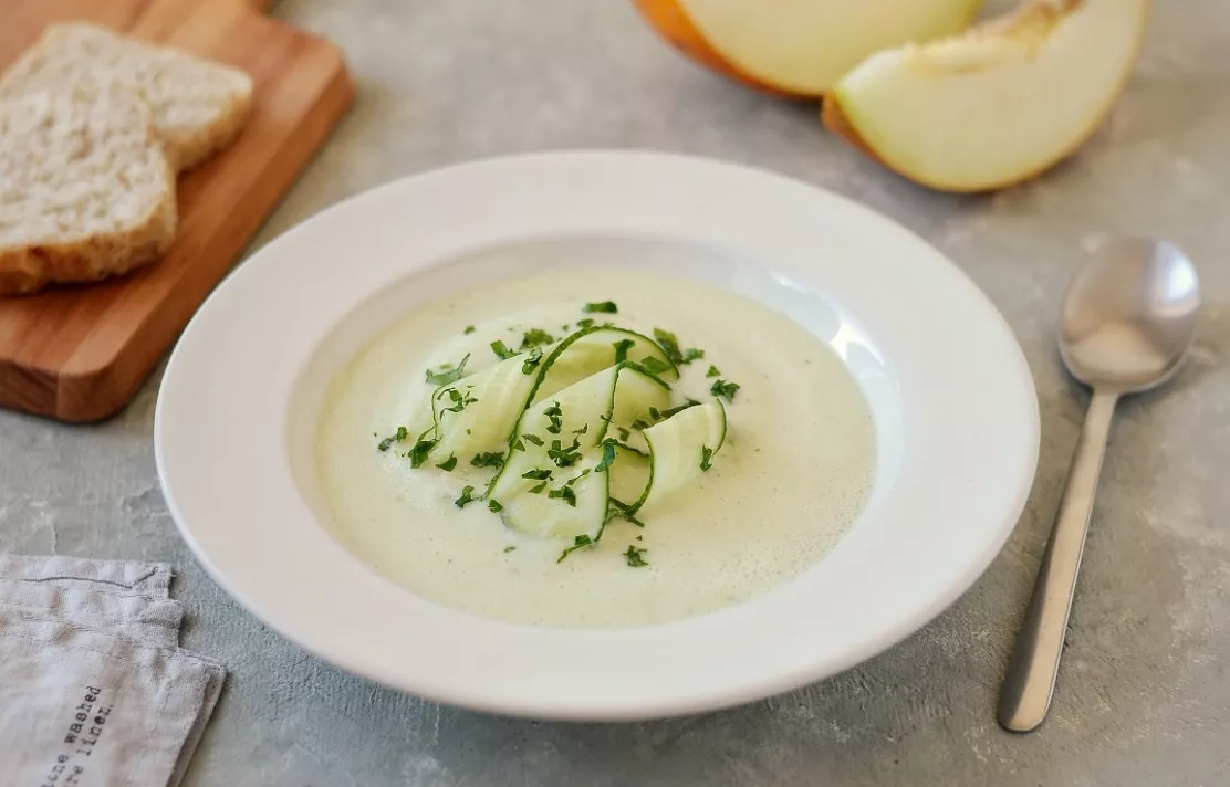 Cold cucumber and melon soup