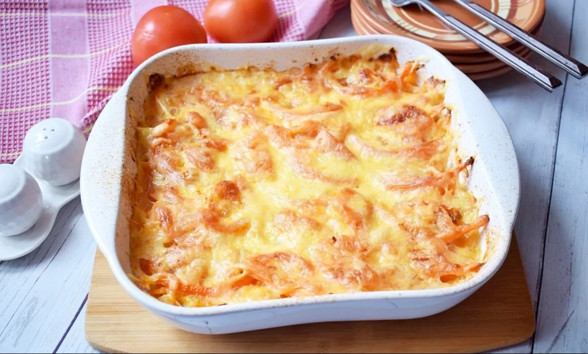 Catfish with vegetables in the oven