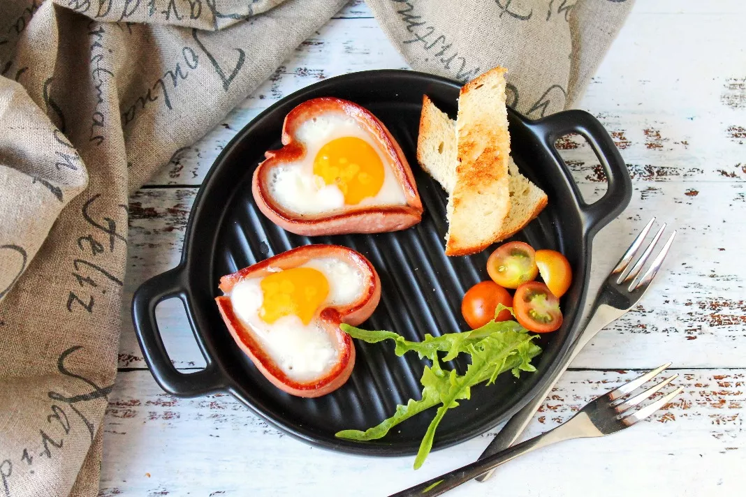 Heart-shaped scrambled eggs