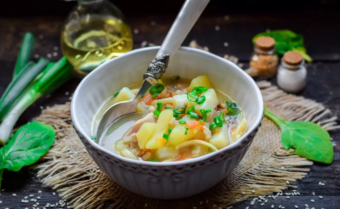 Soup with pasta and cabbage