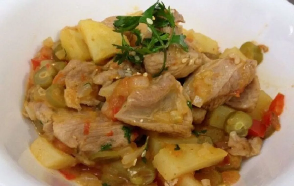 Rabbit stewed with potatoes in the oven