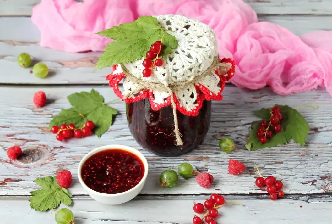 Jam Assorted from currants, raspberries and gooseberries