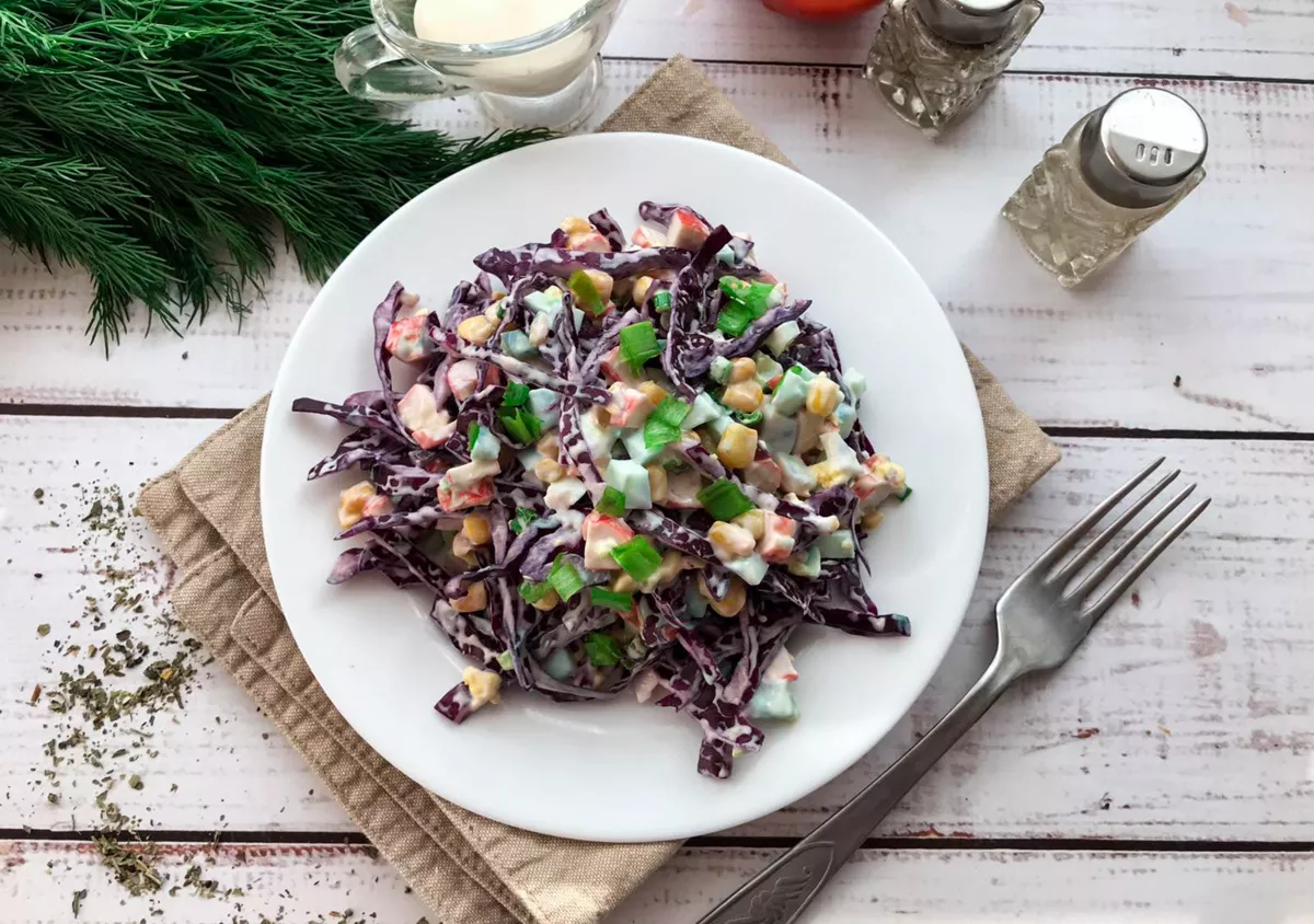 Salad with crab sticks