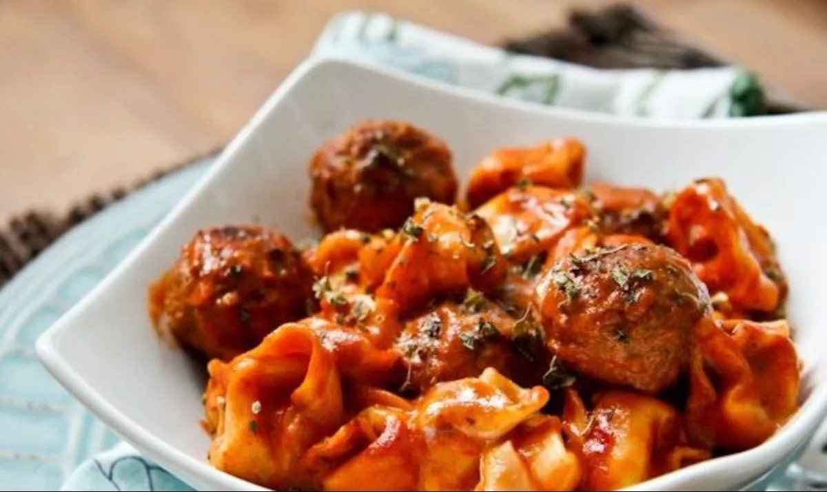 Chicken dumplings in tomato sauce