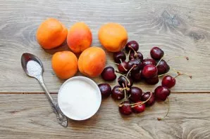 Sort out and wash apricots and cherries.