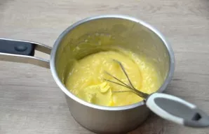 Add the butter to the lemon filling.