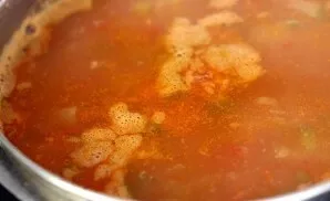 Let the beans simmer for about 5 minutes, then add the vegetables from the pan and salt.