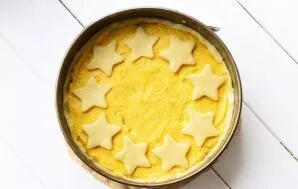 If after the formation of the base there is still an excess of dough left, decorations can be made from it. I rolled out the rest of the ...