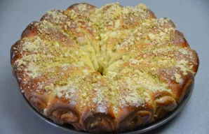 Bake the cake in an oven at 180 degrees for 40-50 minutes. To check the readiness with a wooden skewer, after piercing the baked goods mu...