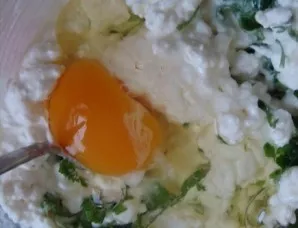Mix ricotta with egg and chopped parsley.