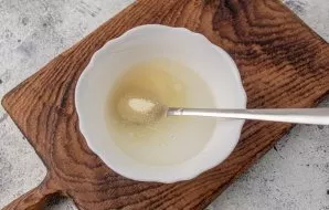 Soak gelatin in cold water until tender.