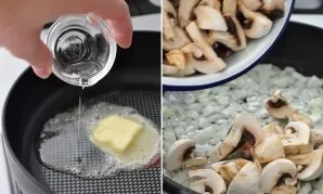 Pour butter and vegetable oil into the pan. When it warms up properly, add the onion and fry until transparent. Also, if you wish, you ca...