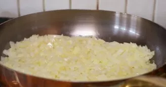 Chop the onions (all) and fry until it becomes soft and golden.