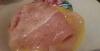 Now beat the egg and add spices. Soak each piece in an egg.