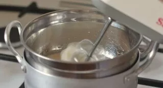 Pour a little water into a saucepan, which is larger than a bowl with proteins. Bring to a boil, put a bowl with proteins in a saucepan. ...