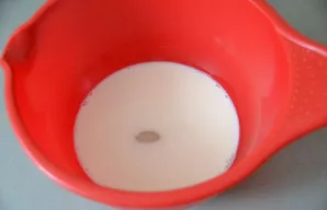 Dissolve salt, sugar, yeast in warm milk.