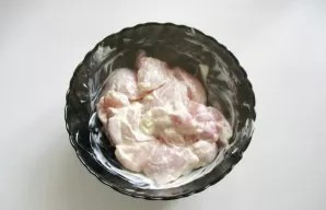 Salt the chicken to taste, add mayonnaise and mix. You can add any spicy herbs and spices. Leave the chicken in the marinade for at least...