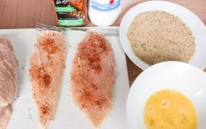 Rub each fillet with salt and season the chicken with appropriate spices.