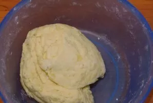 Knead the dough with your hands.