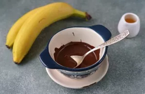 Put the chocolate in the microwave for a minute or half, melt it, mix it with a spoon. The chocolate will be hot enough, so let it cool a...