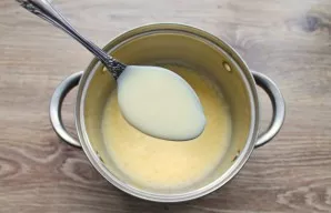 Add condensed milk to the eggs.