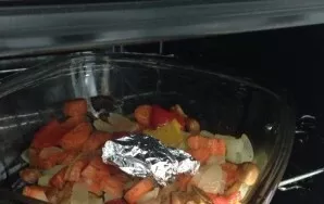 Put the vegetables in an oven preheated to 180 degrees, bake for 20-30 minutes