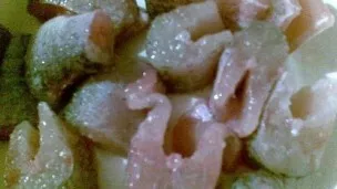 Squeeze the juice from the lemon and mix it with olive oil. Add salt and fish spices. Rub the pieces of pike into this marinade and put i...