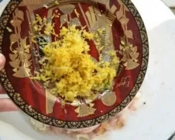 We rub the zest of one lemon, and also add it to the mince.