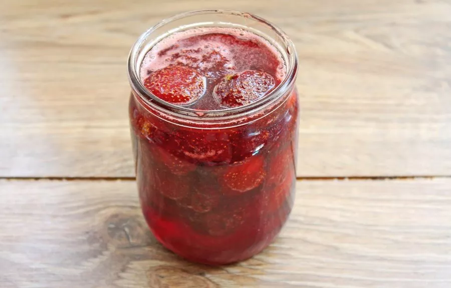 Put the jam on medium heat and bring to a boil. Simmer for 10 minutes until the desired thickness, skimming the foam from the surface of ...