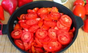 Then add the chopped tomatoes.