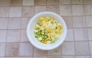Boil the eggs hard, cool and peel. Finely chop and put in a salad.