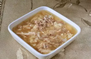 Strain the broth into a separate bowl. Separate all the meat from the bones. Put the meat in containers and pour the overcooked broth on ...