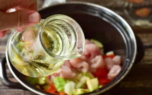 Pour in vegetable oil.