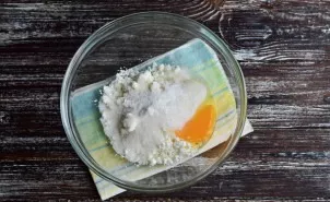 Add salt, sugar, and baking powder.