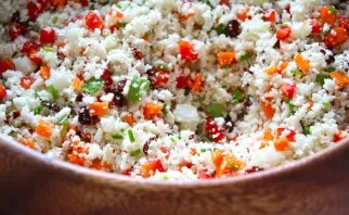 Peel and wash the vegetables. Finely chop half a cucumber, carrot, bell pepper, parsley and a few sprigs of onion letters, and if you use...