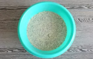 Beat the dough with a mixer.