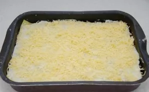 Repeat the layer in the same way, sprinkle with grated cheese on top, place the lasagna in an oven at 180 degrees. On average, cooking ti...