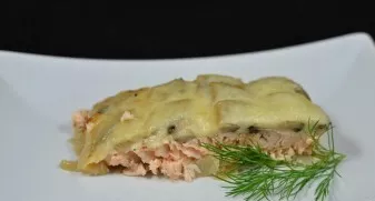 Salmon with mushrooms is ready. Enjoy your meal!