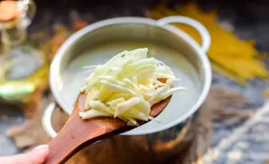 Then put the chopped cabbage in a saucepan.