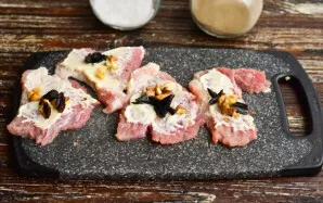 Add chopped plums and walnuts.